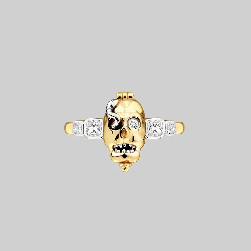 Chic Women's Rings for Fashion-Forward Looks-REVENANT. Skull Poison Box Ring - Gold