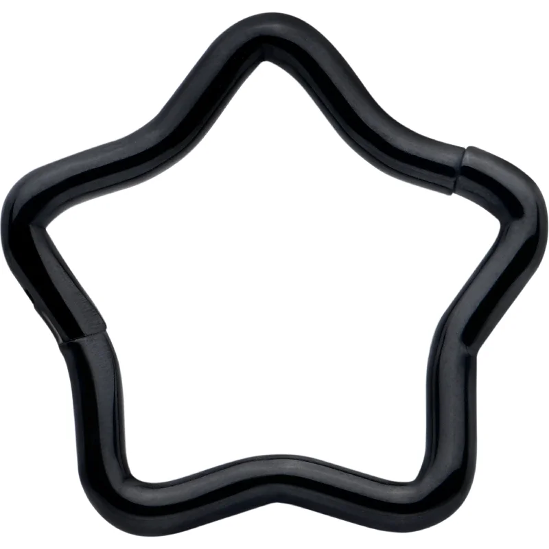 Women's Earrings – Elegant Designs for Every Personality--16 Gauge 5/16 Black Star Shaped Hinged Segment Ring