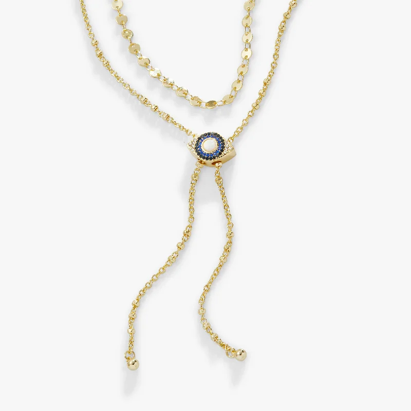 Shop Classic Women's Necklaces & Pendants with a Modern Twist-Evil Eye Layered Bolo Necklace Shop Classic Women's Necklaces & Pendants with a Modern Twist-Evil Eye Layered Bolo Necklace