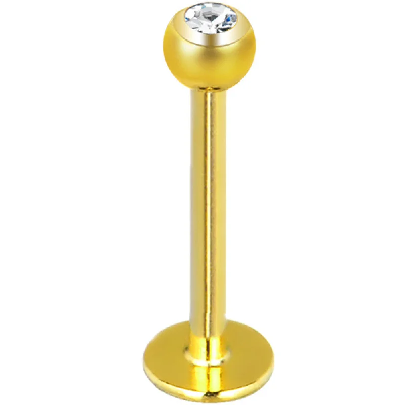 Lip Rings with Vintage Appeal16 Gauge 1/2 Clear Gem Gold Plated Labret Monroe