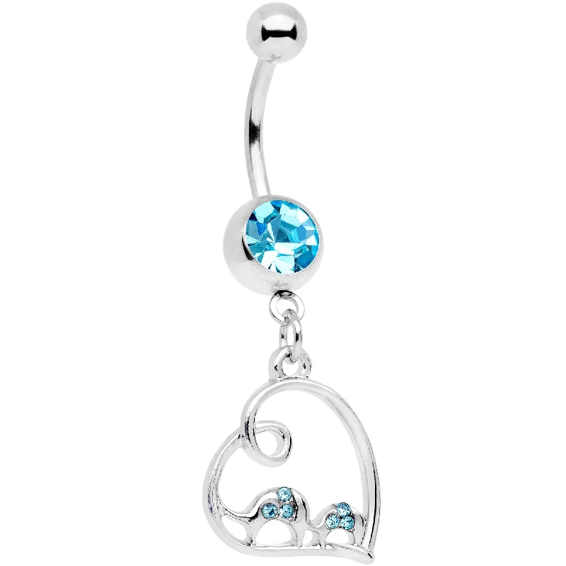 Beautiful Belly Rings with Unique Features -Aqua Gem Swirling Heart Cluster Dangle Belly Ring Beautiful Belly Rings with Unique Features -Aqua Gem Swirling Heart Cluster Dangle Belly Ring