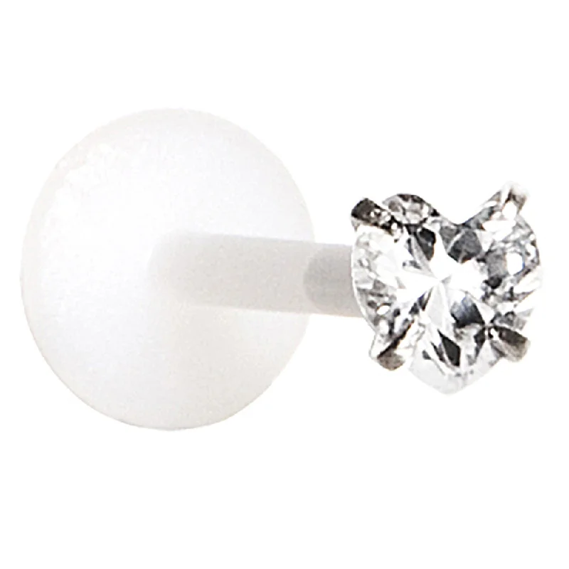 Classic Gold Lip Rings with Sleek Design16 Gauge 3/8 Clear 3mm CZ Heart Labret Monroe Classic Gold Lip Rings with Sleek Design16 Gauge 3/8 Clear 3mm CZ Heart Labret Monroe