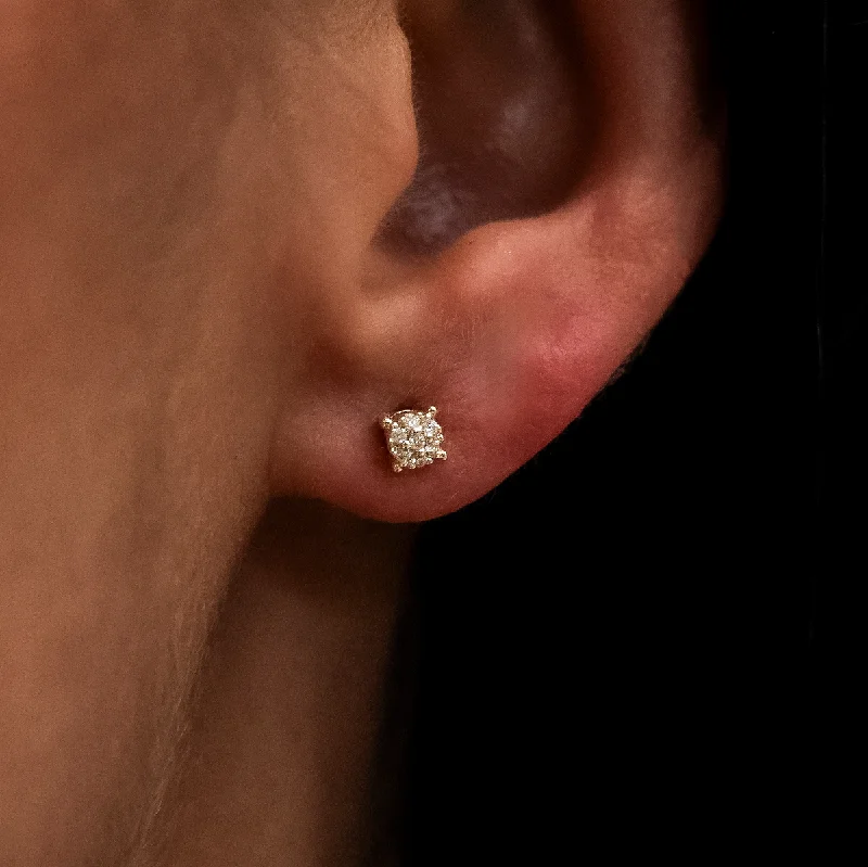 Women's Earrings – Elegant Designs for Every Personality--3mm Pave Round Earrings in Yellow Gold Women's Earrings – Elegant Designs for Every Personality--3mm Pave Round Earrings in Yellow Gold