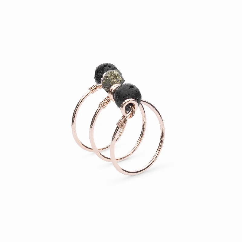 Chic Women's Rings for Fashion-Forward Looks-Pyrite Triple Wrap Diffuser Ring