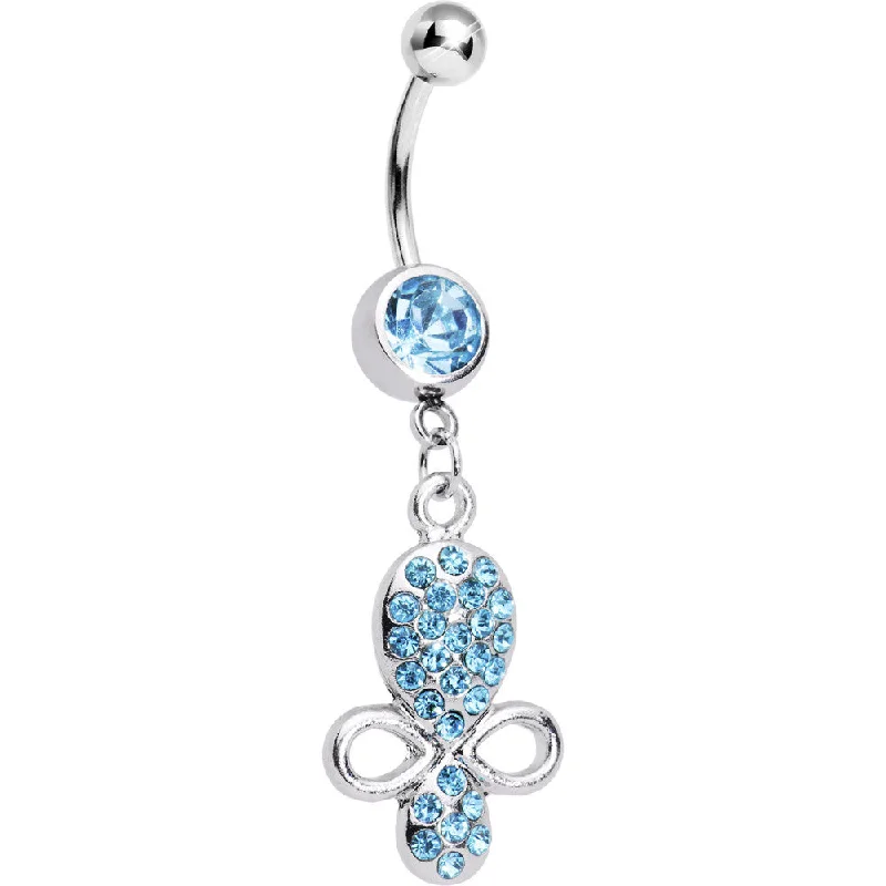 Comfortable Belly Rings with Vibrant Shine -Aqua Gem Benevolent Jeweled Belly Ring