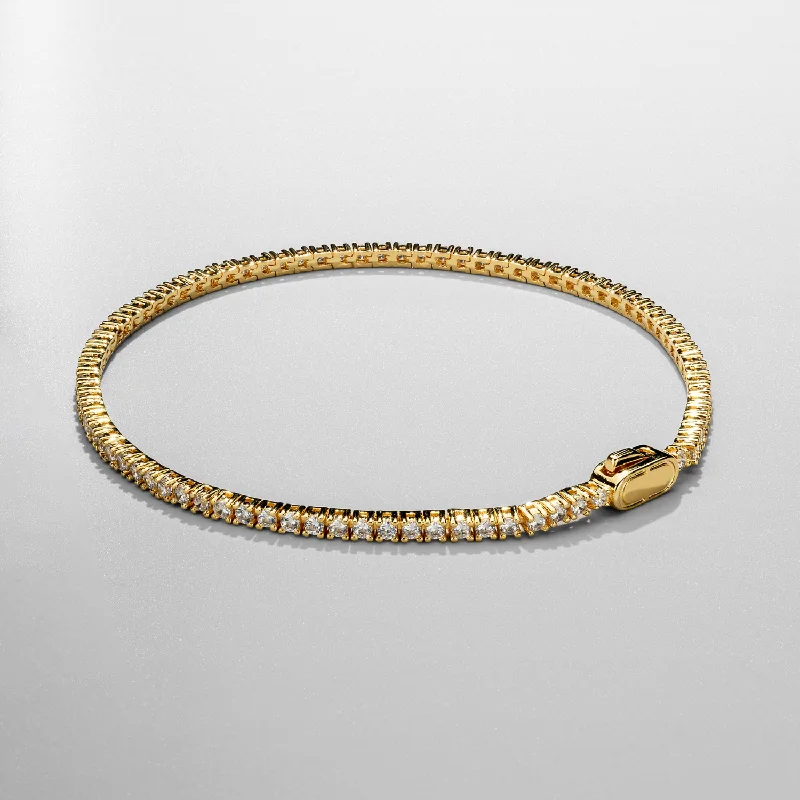 Elegant Metal Bracelets for Men with Simple Designs-Tennis Bracelet (Gold) 2mm