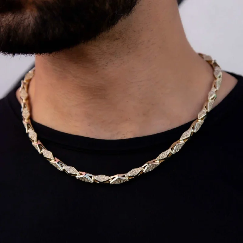 Exclusive Men's Necklaces & Pendants for the Modern Gentleman-Iced Triangle Chain