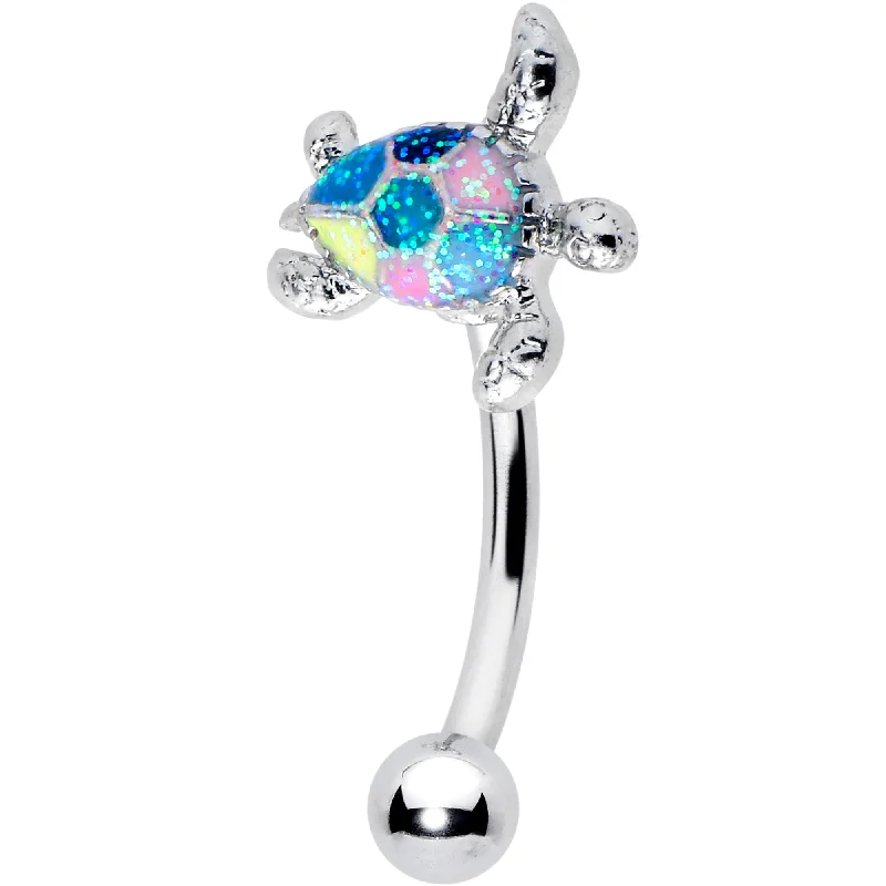 Women's Earrings – Elegant Designs for Every Personality--16 Gauge 5/16 Glitter Turtle Curved Eyebrow Ring Women's Earrings – Elegant Designs for Every Personality--16 Gauge 5/16 Glitter Turtle Curved Eyebrow Ring