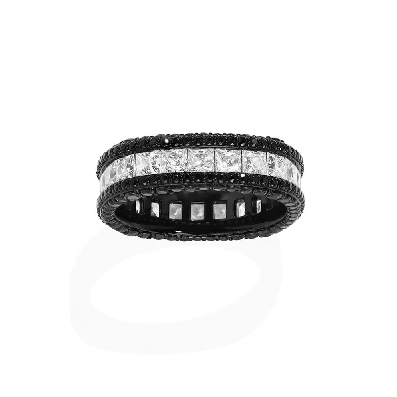 Chic Women's Rings for Fashion-Forward Looks-Black Pavé Ring