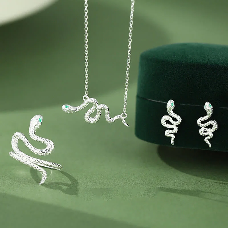 Shop Classic Women's Necklaces & Pendants with a Modern Twist-Buddha Stones 925 Sterling Silver Year of the Snake Calm Necklace Pendant Ring Earrings Set Shop Classic Women's Necklaces & Pendants with a Modern Twist-Buddha Stones 925 Sterling Silver Year of the Snake Calm Necklace Pendant Ring Earrings Set