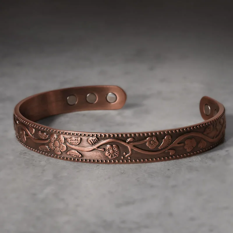 Unique Leather Cuff Bracelets for Men-Buddha Stones Floral Magnetic Copper Adjustable Cuff Bracelet Bangle Unique Leather Cuff Bracelets for Men-Buddha Stones Floral Magnetic Copper Adjustable Cuff Bracelet Bangle