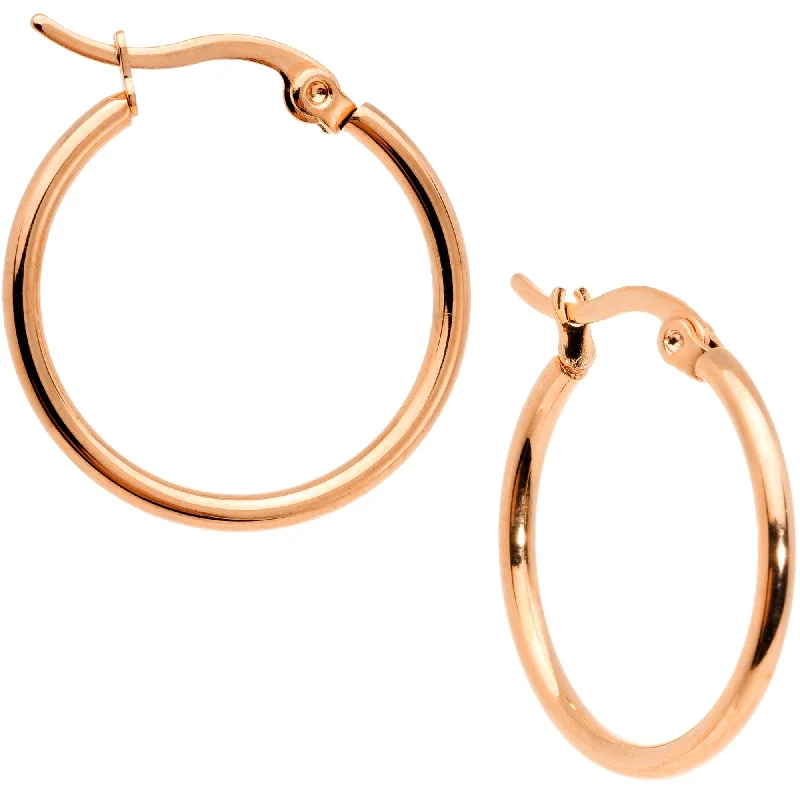 Women's Earrings – Elegant Designs for Every Personality--20mm Rose Gold Tone PVD Stainless Steel Hoop Earrings