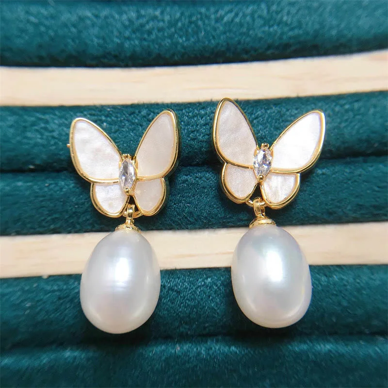 Women's Earrings – Elegant Designs for Every Personality--Buddha Stones 925 Sterling Silver Posts 18K Gold Plated Copper Pearl Butterfly Optimism Stud Earrings Women's Earrings – Elegant Designs for Every Personality--Buddha Stones 925 Sterling Silver Posts 18K Gold Plated Copper Pearl Butterfly Optimism Stud Earrings