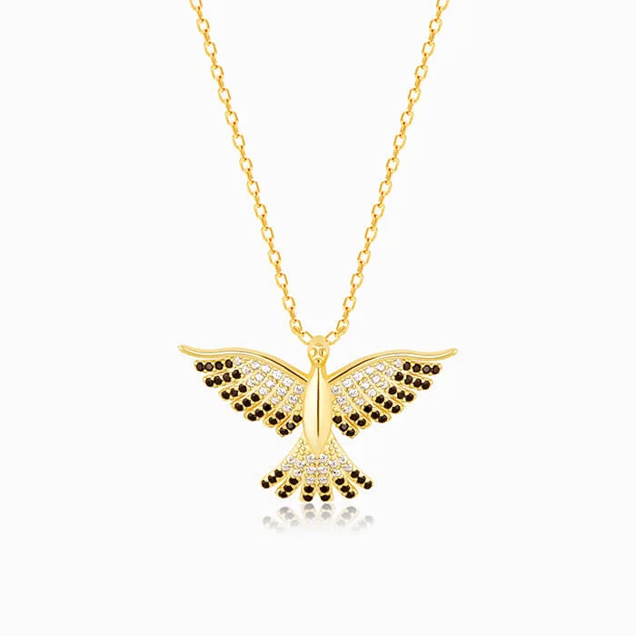 Shop Classic Women's Necklaces & Pendants with a Modern Twist-Golden Phoenix Black Stone Pendant with Link Chain Shop Classic Women's Necklaces & Pendants with a Modern Twist-Golden Phoenix Black Stone Pendant with Link Chain