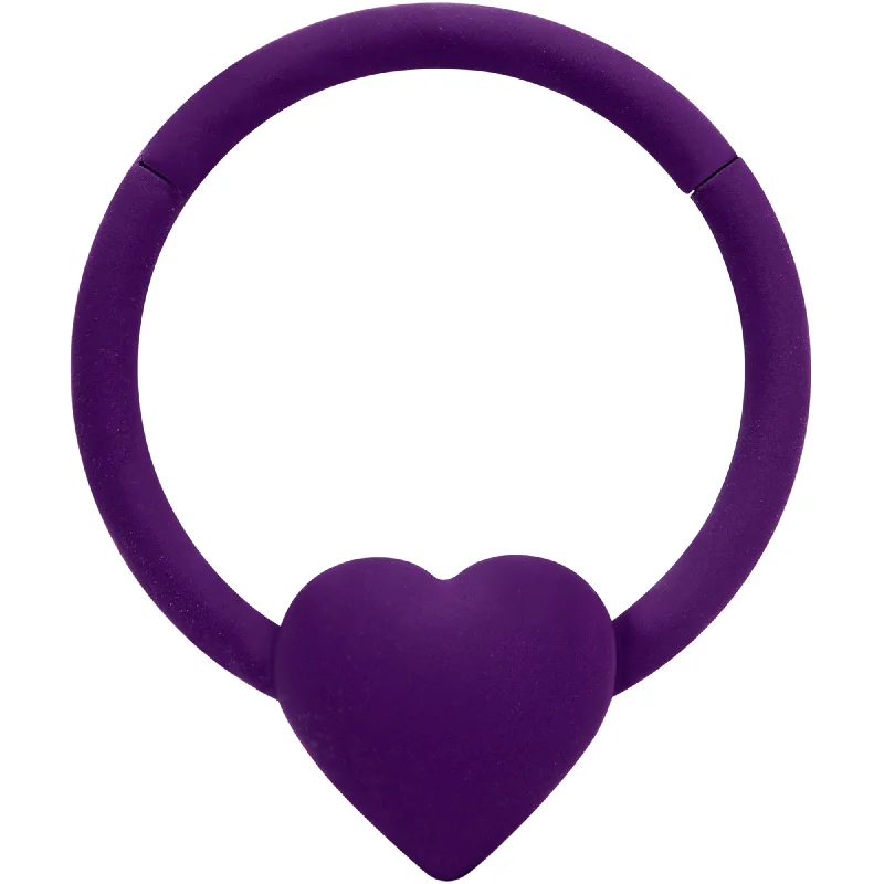 Elegant Nose Rings with Radiant Stones -18 Gauge 3/8 Purple Matte Little Heart Hinged Segment Ring Elegant Nose Rings with Radiant Stones -18 Gauge 3/8 Purple Matte Little Heart Hinged Segment Ring