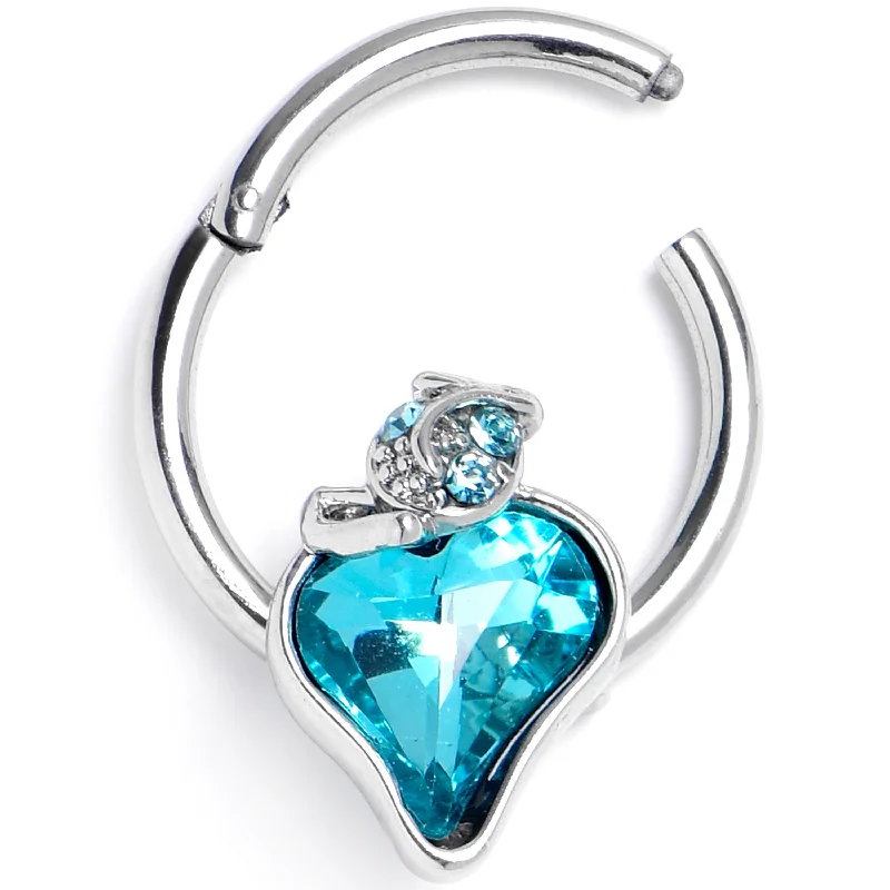 Nose Rings with Teardrop Design -16 Gauge 3/8 Blue Gem Strawberry Love Hinged Segment Ring Nose Rings with Teardrop Design -16 Gauge 3/8 Blue Gem Strawberry Love Hinged Segment Ring