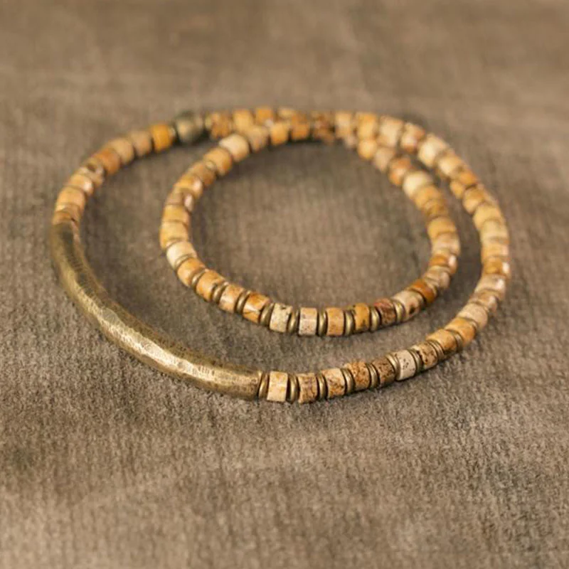 Men's Vintage Leather Bracelets-Buddha Stones Sodalite Picture Jasper Green Point Stone Harmony Wisdom Bracelet Men's Vintage Leather Bracelets-Buddha Stones Sodalite Picture Jasper Green Point Stone Harmony Wisdom Bracelet