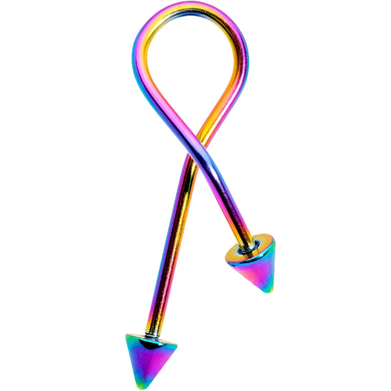 Women's Earrings – Elegant Designs for Every Personality--16 Gauge 25mm Rainbow Anodized Cone End Twister Cartilage Earring