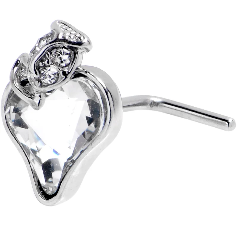 Statement Nose Rings -20 Gauge 7mm Clear Gem Strawberry Love L Shape Nose Ring
