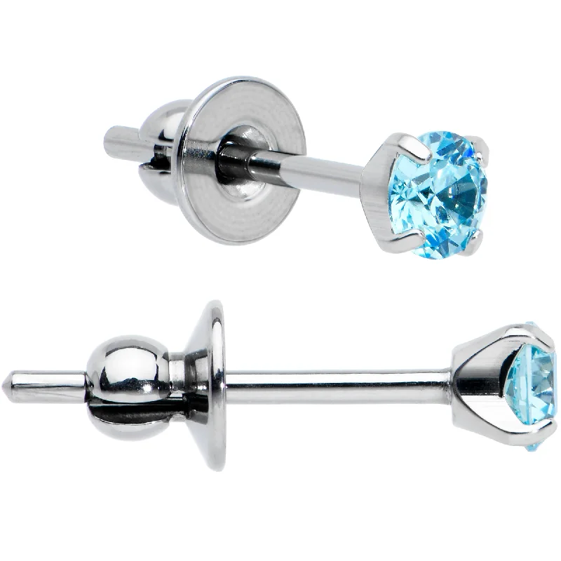 Women's Earrings – Elegant Designs for Every Personality--3mm Blue CZ Gem Implant Grade Titanium Stud Earrings Women's Earrings – Elegant Designs for Every Personality--3mm Blue CZ Gem Implant Grade Titanium Stud Earrings