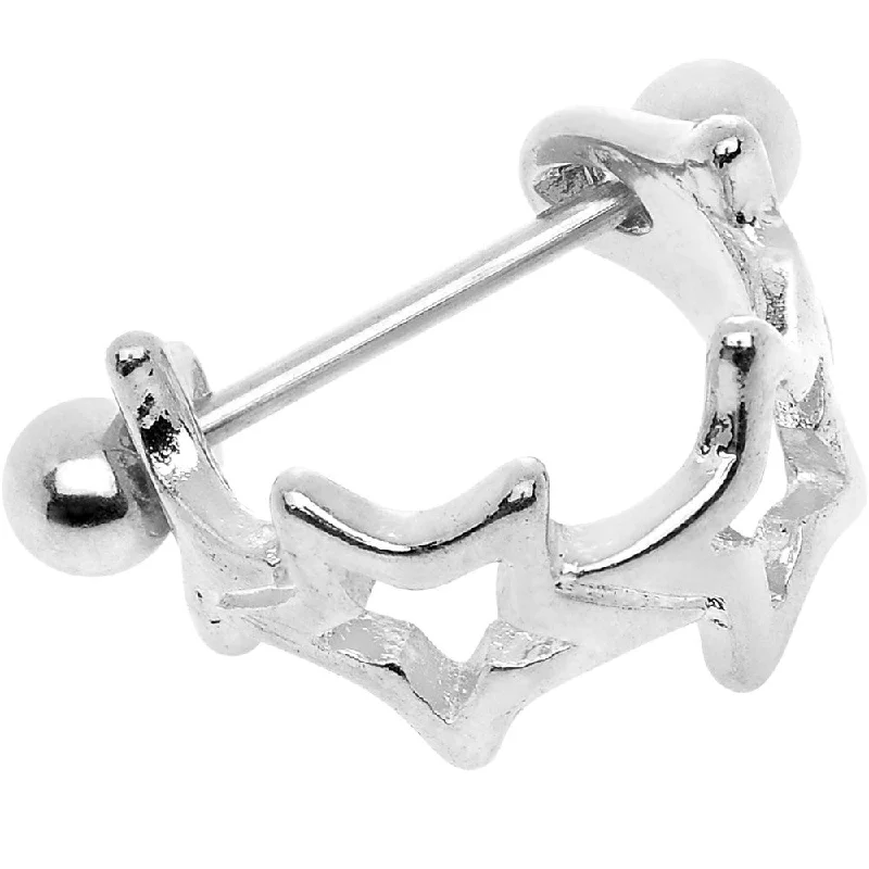Women's Earrings – Elegant Designs for Every Personality--16 Gauge Stainless Steel Straight Barbell Seeing Stars Cartilage Cuff