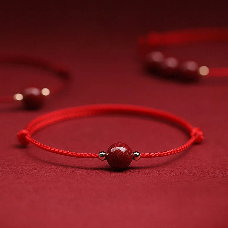 Men's Bracelets with Minimalist Charms-Buddha Stones Natural Lucky Cinnabar Bead Blessing String Bracelet Anklet Men's Bracelets with Minimalist Charms-Buddha Stones Natural Lucky Cinnabar Bead Blessing String Bracelet Anklet