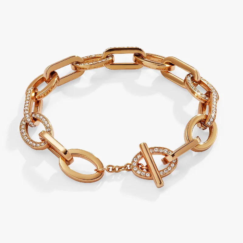 Modern Bangles for Women with Silver and Gemstones-Crystal Toggle Bracelet