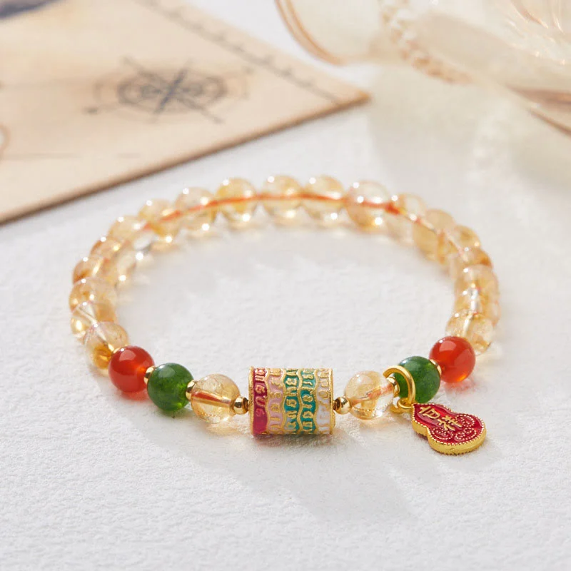 Fashionable Bangles with Enamel Designs for Women-Buddha Stones Natural Citrine Red Agate Green Chalcedony Protection Bracelet Fashionable Bangles with Enamel Designs for Women-Buddha Stones Natural Citrine Red Agate Green Chalcedony Protection Bracelet
