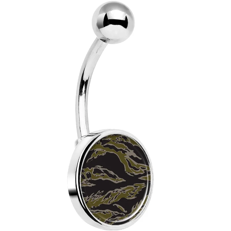 Belly Rings with Unique Designs for Custom Style -Tiger Camo Print Belly Ring