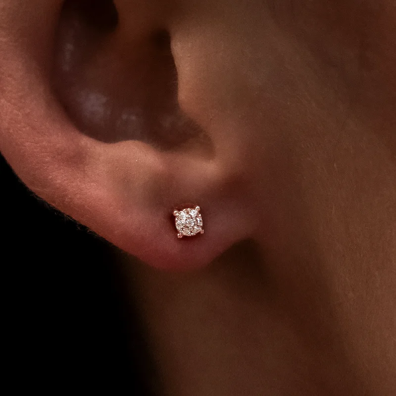Women's Earrings – Elegant Designs for Every Personality--5mm Pave Round Earrings in Rose Gold