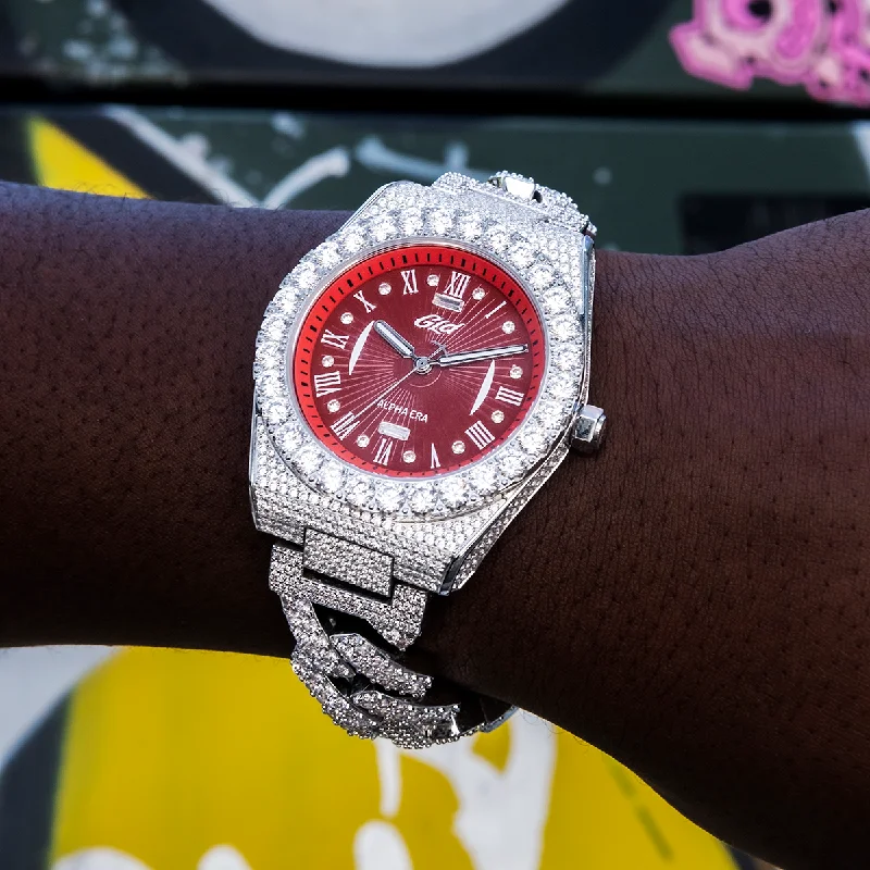 Stylish Men's Bracelets with Colorful Stones-42MM Fully Iced Alpha Era® w/Diamond Prong Link Band Stylish Men's Bracelets with Colorful Stones-42MM Fully Iced Alpha Era® w/Diamond Prong Link Band