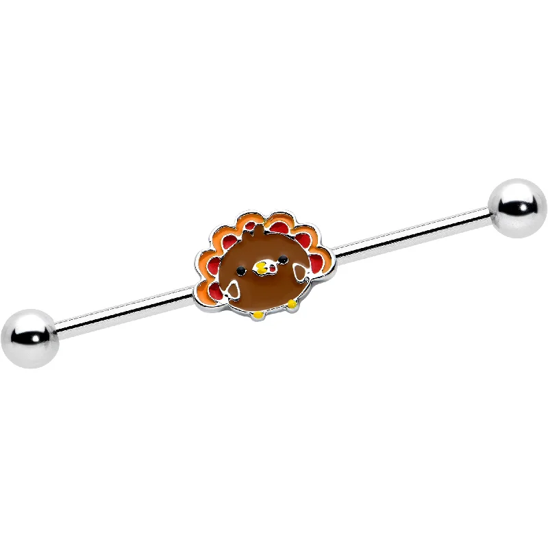 Women's Earrings – Elegant Designs for Every Personality--14 Gauge Cute Colorful Turkey Thanksgiving Industrial Barbell 38mm