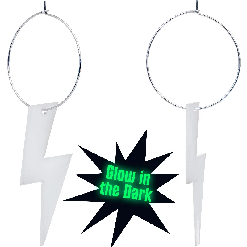 Women's Earrings – Elegant Designs for Every Personality--Acrylicious Glow in the Dark Lightning Bolt Hoop Earrings Women's Earrings – Elegant Designs for Every Personality--Acrylicious Glow in the Dark Lightning Bolt Hoop Earrings