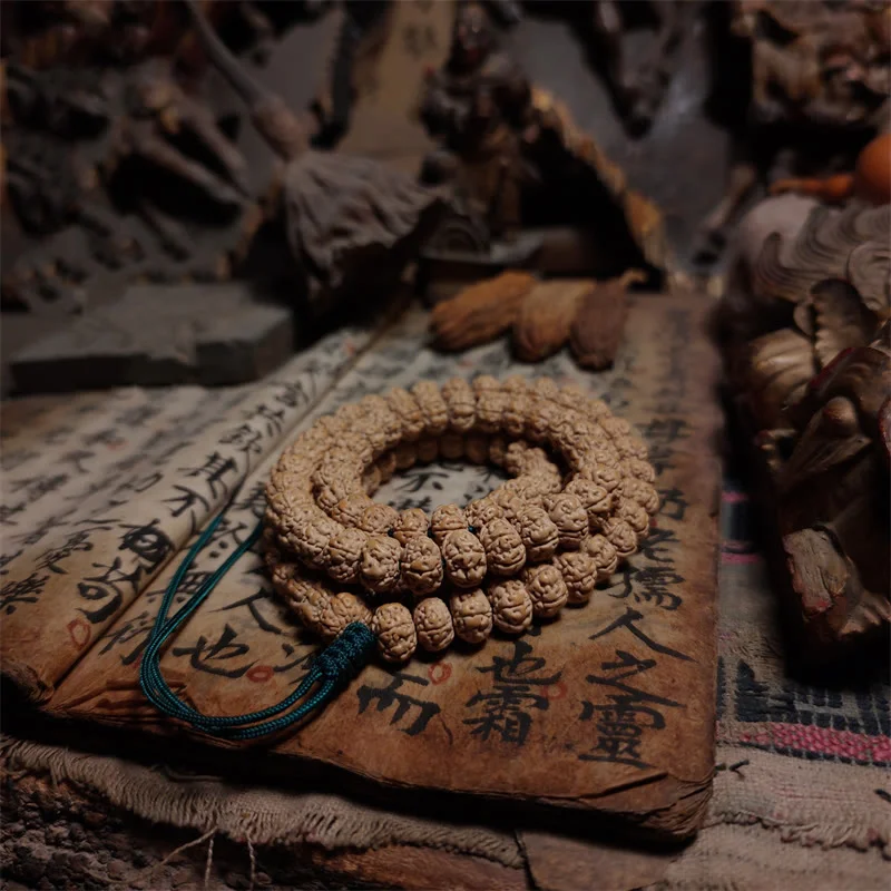 Men's Bracelets with Silver and Leather Details-108 Mala Beads Rudraksha Bodhi Seed Luck Wealth Tassel Quadruple Wrap Bracelet Men's Bracelets with Silver and Leather Details-108 Mala Beads Rudraksha Bodhi Seed Luck Wealth Tassel Quadruple Wrap Bracelet