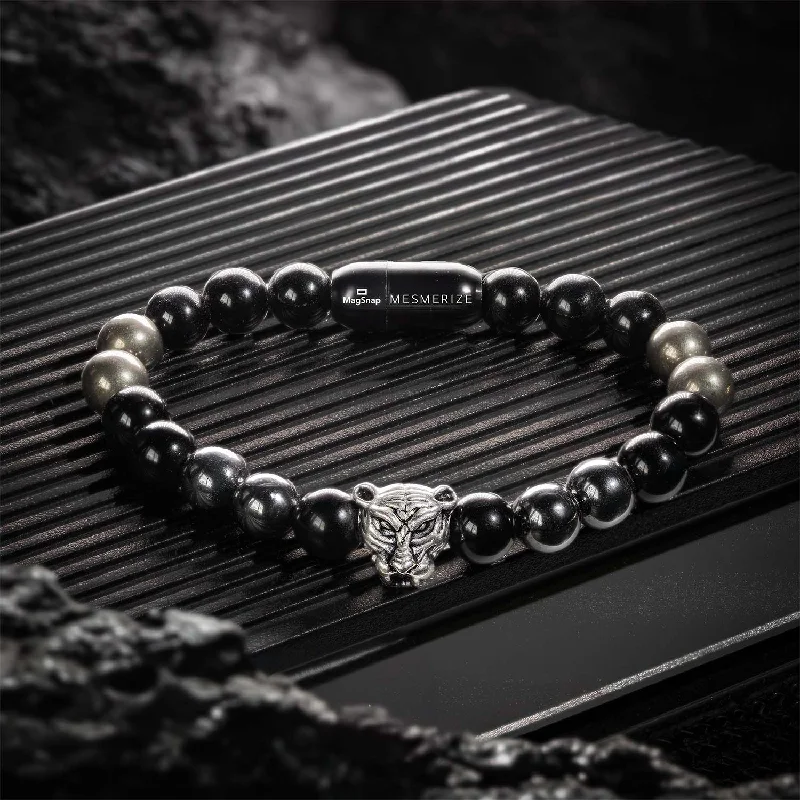 Durable Silicone Bracelets for Men-Focus Black Panther 2.0 Natural Stone Bracelet with MagSnap 2 Durable Silicone Bracelets for Men-Focus Black Panther 2.0 Natural Stone Bracelet with MagSnap 2