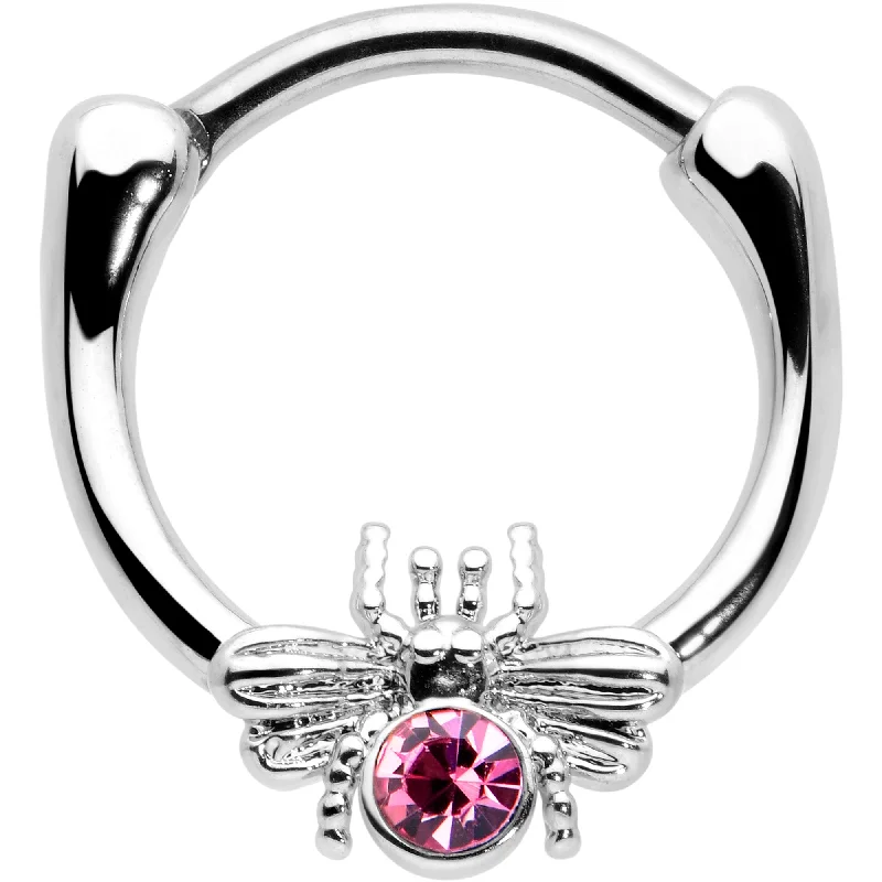 Women's Earrings – Elegant Designs for Every Personality--16 Gauge 5/16 Pink Gem Ultra Fly Cartilage Clicker