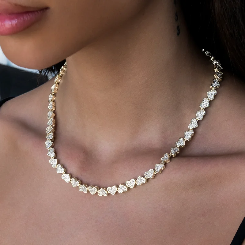Shop Classic Women's  Necklaces & Pendants with a Modern Twist-Eternity Heart Necklace in Yellow Gold