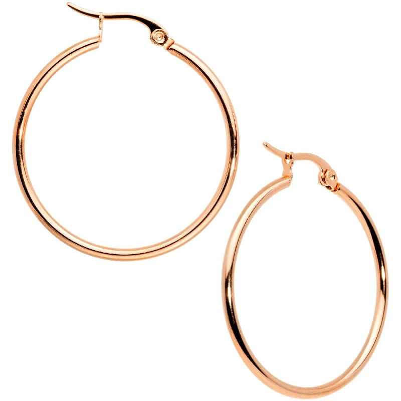 Women's Earrings – Elegant Designs for Every Personality--30mm Rose Gold Tone PVD Stainless Steel Hoop Earrings