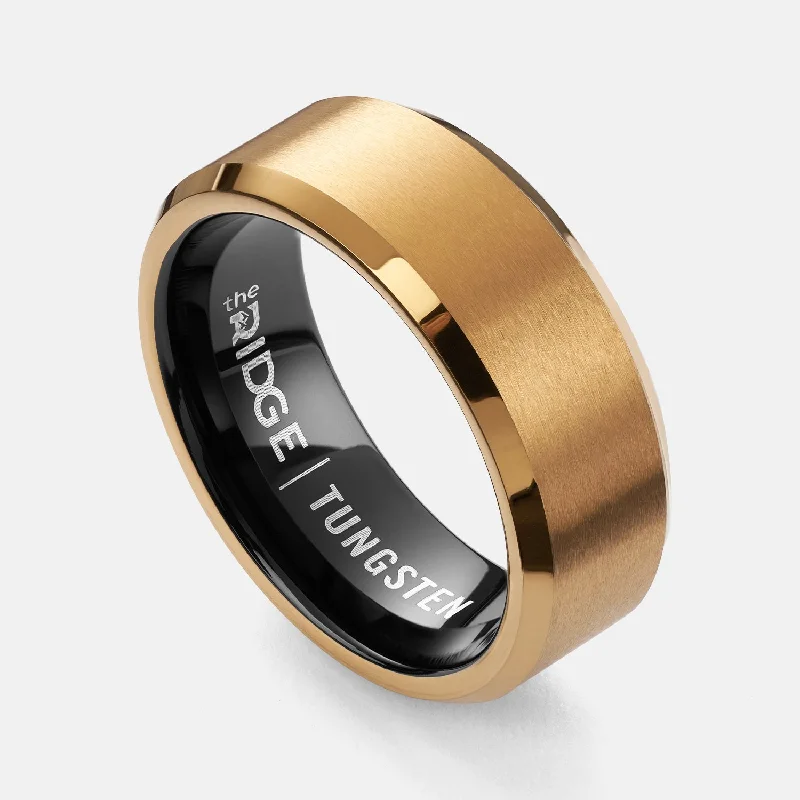 Top Men's Rings – Crafted for Every Style  Ridge 8mm Beveled Ring Set - 24 Karat Gold