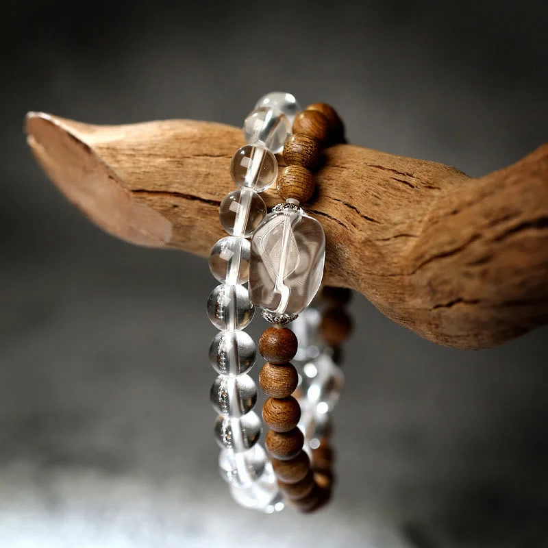 Men's Friendship Beaded Bracelets-Buddha Stones Multi-layer White Crystal Agarwood Lotus Healing Calm Bracelet Men's Friendship Beaded Bracelets-Buddha Stones Multi-layer White Crystal Agarwood Lotus Healing Calm Bracelet