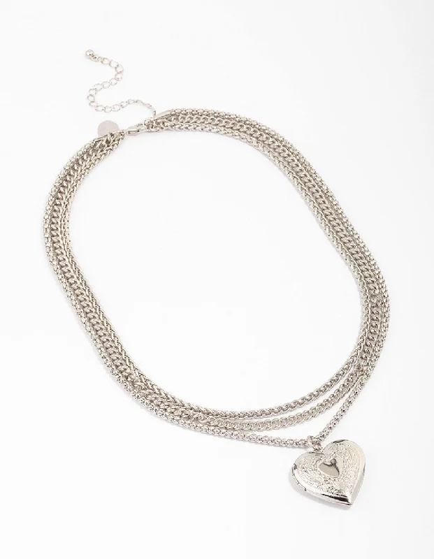 Shop Classic Women's Necklaces & Pendants with a Modern Twist-Silver Chain Set Heart Pendant Necklace Shop Classic Women's Necklaces & Pendants with a Modern Twist-Silver Chain Set Heart Pendant Necklace