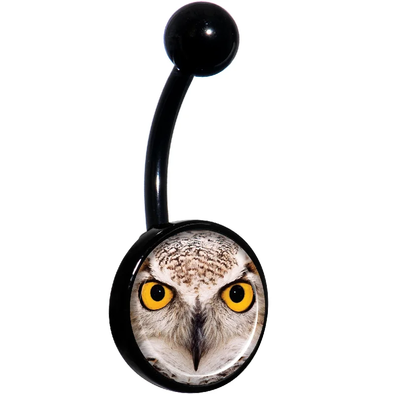 Stunning Belly Rings for Exclusive Appeal -Full Color Owl Black Belly Ring