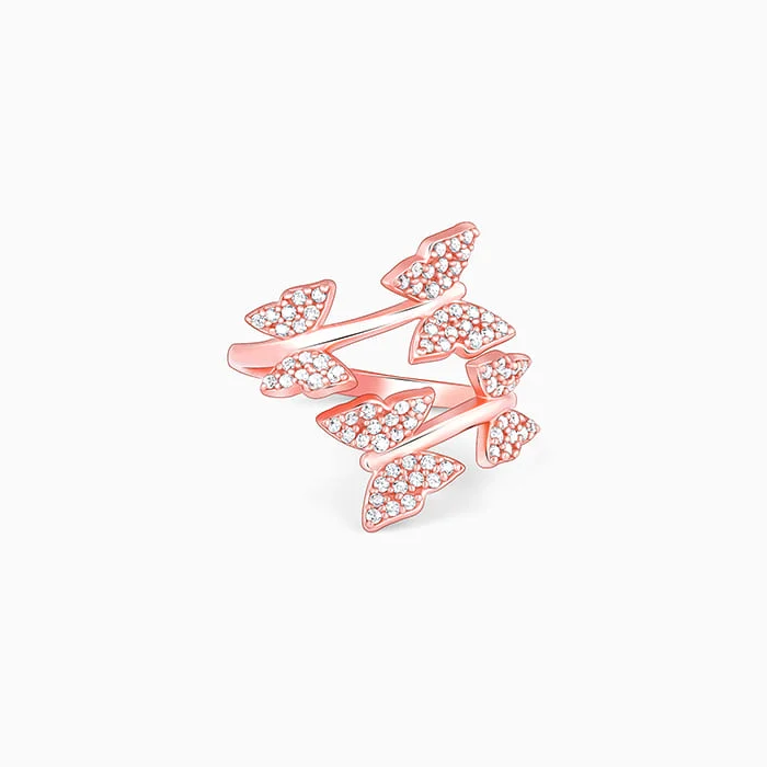 Chic Women's Rings for Fashion-Forward Looks-Rose Gold Fluttering Ring