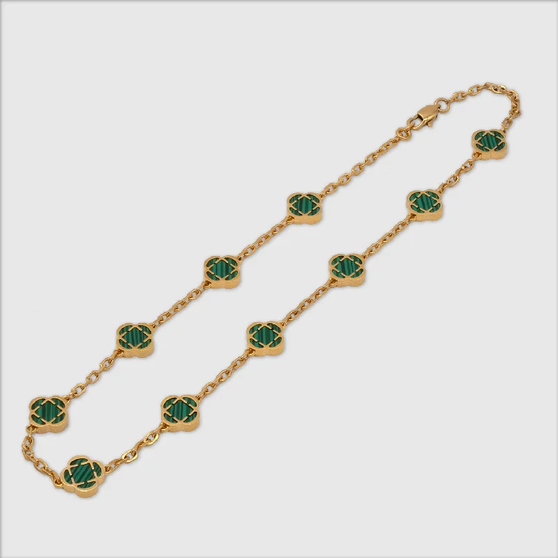 Exclusive Men's Necklaces & Pendants for the Modern Gentleman-Malachite Clover Stone Necklace (Gold) Exclusive Men's Necklaces & Pendants for the Modern Gentleman-Malachite Clover Stone Necklace (Gold)