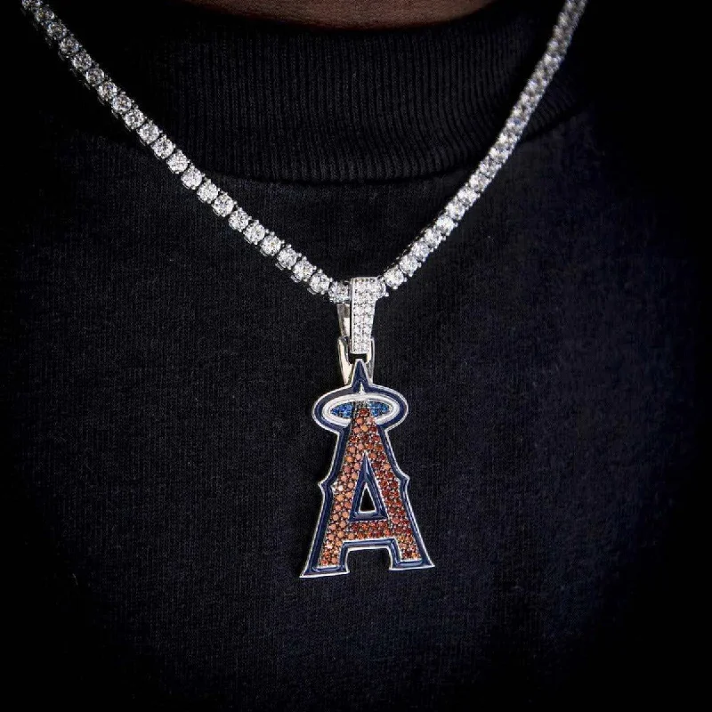 Exclusive Men's Necklaces & Pendants for the Modern Gentleman-Los Angeles Angels Official MLB Logo Pendant Exclusive Men's Necklaces & Pendants for the Modern Gentleman-Los Angeles Angels Official MLB Logo Pendant