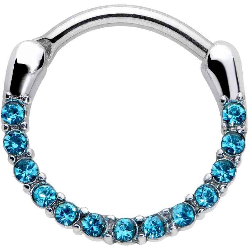 Women's Earrings – Elegant Designs for Every Personality--16 Gauge 3/8 Baby Blue Gem Paved Cartilage Clicker