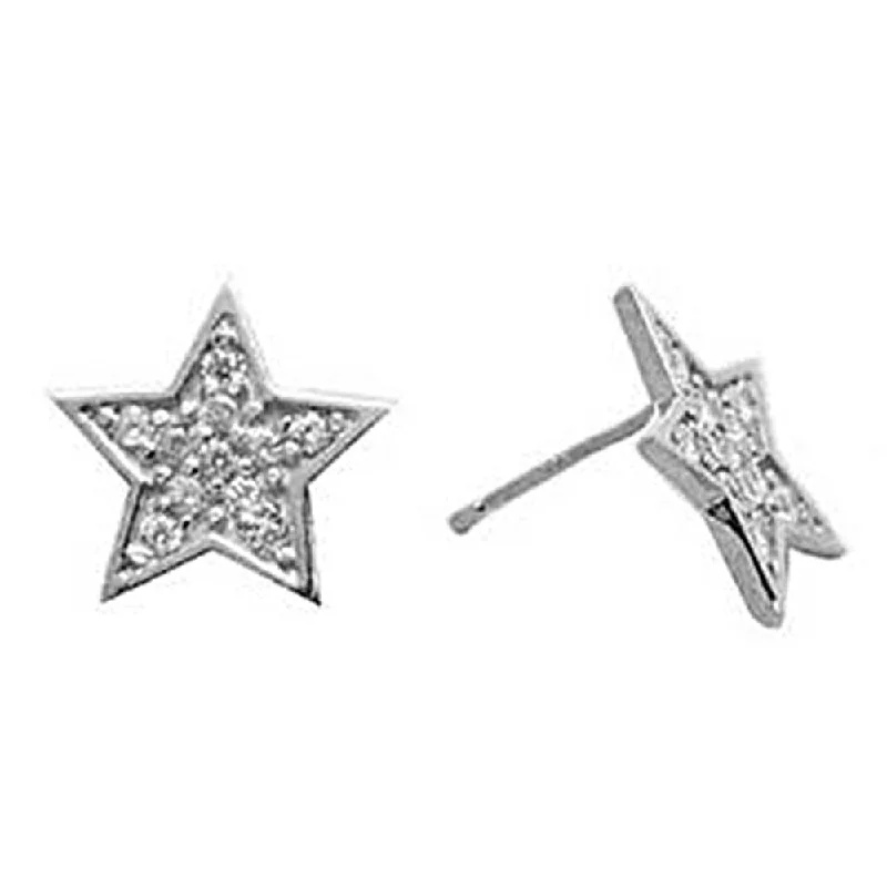 Women's Earrings – Elegant Designs for Every Personality--14kt White Gold 12mm CZ Paved Star Stud Earrings