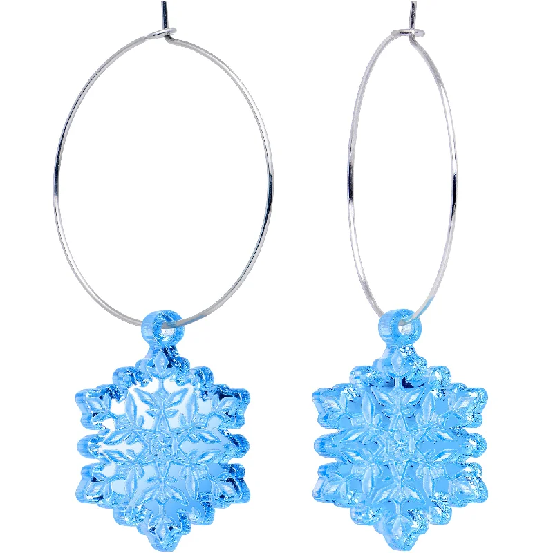 Women's Earrings – Elegant Designs for Every Personality--Ice Blue Winter Snowflake Hoop Earrings
