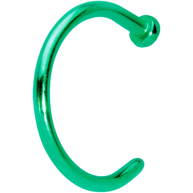 Classic Silver Nose Rings -18 Gauge 5/16 Green PVD Implant Grade Titanium Disc Nose Hoop Classic Silver Nose Rings -18 Gauge 5/16 Green PVD Implant Grade Titanium Disc Nose Hoop