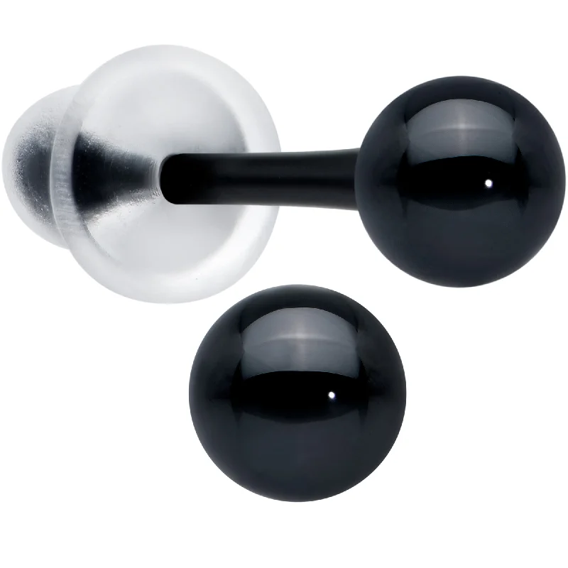 Women's Earrings – Elegant Designs for Every Personality--4mm Black Ceramic Ball Stud Earrings 18 Gauge
